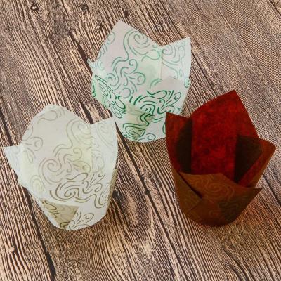 China Disposable Leakproof Paper Tulip Cup Cake Cup 200 Pcs Coincident With Environmental Protection for sale