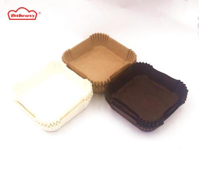 China White Disposable Cake Liner 89*89*25mm White Paper Hot Dog Dish Pan Pan Bread Tin Liner Easy Bake Square Paper Roll for sale