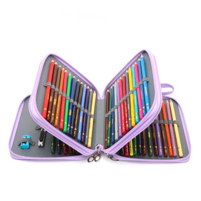 China Schools & Offices Colored Pencil Case Gel Pens Stand Organizer Large Capacity Pencil Bag With Multilayer Compartments for sale