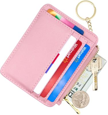 China Vintage Women's Mini Front Pocket Wallet Coin Purse Key Chain Slim Credit Card Holder for sale