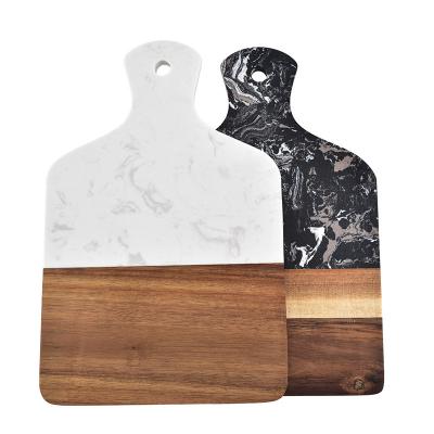 China Hot Selling High Quality Marble Cheese Cutting Board Viable High Quality Marble Cheese Dish Acacia Wood Board for sale