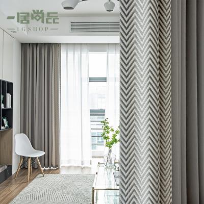 China 1Gshop Latest Luxury Decorative Blackout Curtain Fabric Blackout Living Room Fishbone Curtain MQN5002 for sale