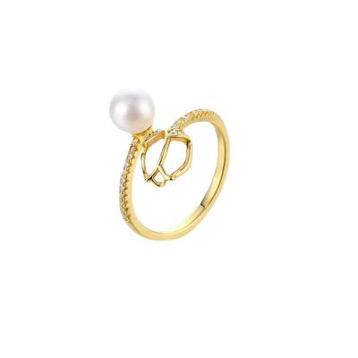 China CLASSIC Pearl Ring Fashion Ornaments Costume Woman Stainless Steel Inlay Jewelry Rings for sale