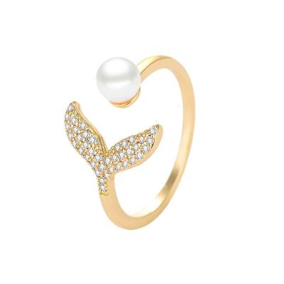 China CLASSIC Adjustable Ring Zircon Fashion Girl Fashion Pearl Jewelry Women Imitation Rings for sale