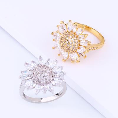 China CLASSIC Fashion Gild Chrysanthemum Stainless Steel Ring To Be Popular Jewelry Woman Rings for sale