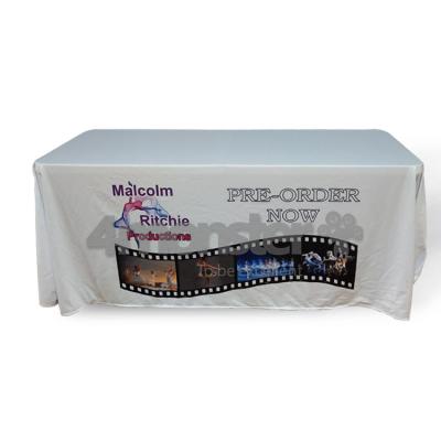 China Washable 6ft 8ft Customized Logos Polyester Custom Display Table Cloth For Expo for sale