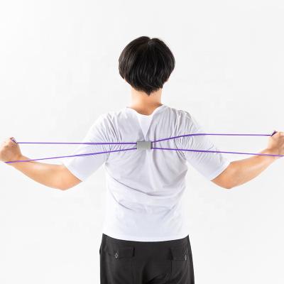 China Eco-friendly PS Yoga Resistance Exercise Bands Tube Fitness Yoga Chest Expander 8 Shape Resistance Bands Elastic Bands for sale