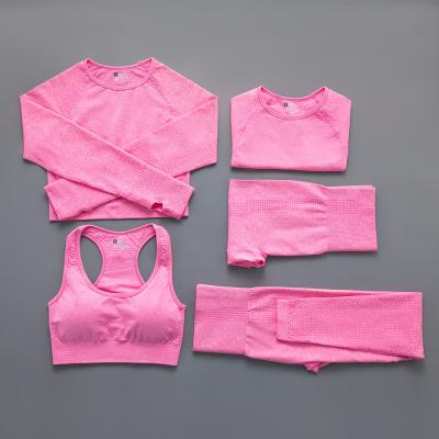 China Breathable Yoga Suit 5 Pieces For Womens Workout Sports Invest Shorts Bra Pants Shirts Apparel Clothes Yoga Sets for sale