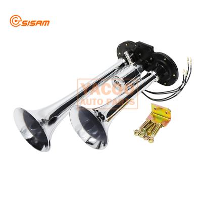 China ABS 12v 24v 2 Trumpets Horn Speaker /Aluminum Truck Air Compressor Horn With Solenoid Valve Switch for sale