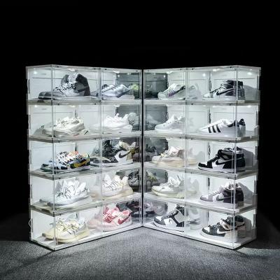 China Transparent Plastic Acrylic Led Shoe Box Sustainable Stackable Storage Box Shoe Box for sale