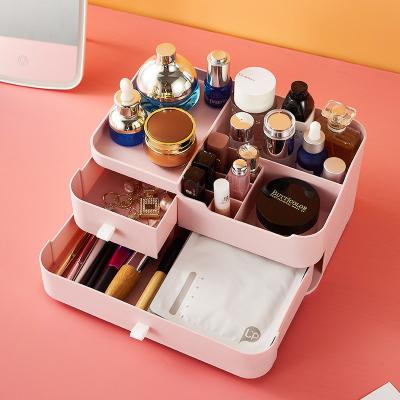 China Sustainable plastic pp travel cosmetic storage box organizador de maquillaje de parfum drawer make up organizer for sale