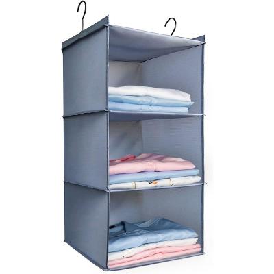 China Folding Hanging Organizer Clothes Organizador De Ropa Collapsible 3 Shelves Storage Cabinet for sale