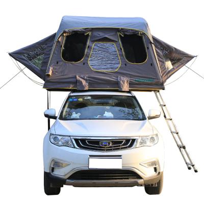 China Cheap three fold 6 window 3-4 person roof top tent straight bracing type roof top tent with skylight for sale