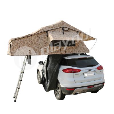 China Straight Bracing Type Camouflage Camping Soft Roof Tent 4 Person Car 4x4 Maggiolina Roof Top Tent for sale