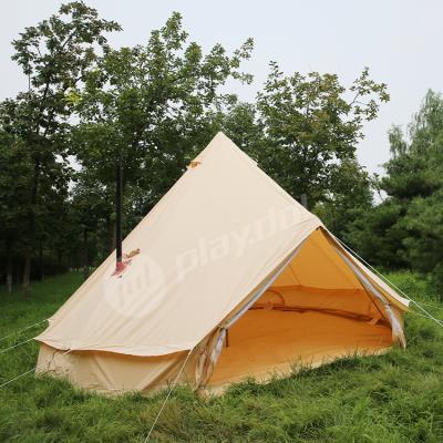 China Straight Tie Type Playdo Bell Luxury Tent Waterproof With Stove Hole Camping Tent Cotton Glamping Bell Tent for sale