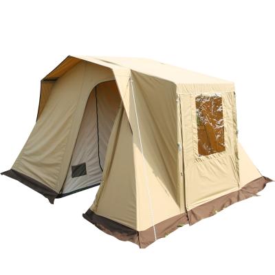 China Straight tie type large outdoor luxury glamping tent safari tent family camping tent for full time camper for sale