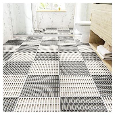 China Amazon Best Sustainable Selling Non Slip Bath Shower Floor PVC Mat With Drain Double Layer Anti Slip Bathroom Stall Mat for sale