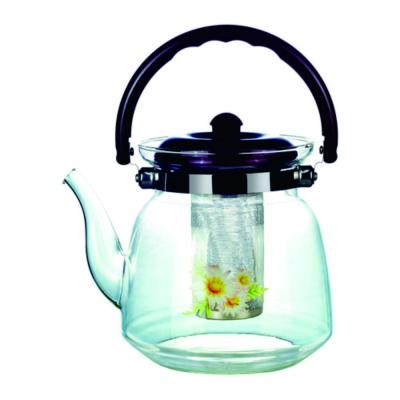 China Wholesale Hot Selling Sustainable Borosilicate Glass Teapot OEM Customized Package Direct Fire Tea Kettle With Infuser for sale