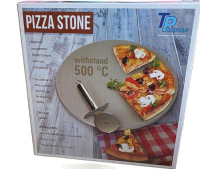 中国 Amazon Cordierite 33CM Hit Round Beige Pizza Board Refractory Stocked Insulation With Pizza Cutter Sets 販売のため