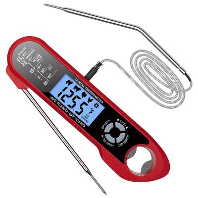 중국 With Flashlight With Flashlight Food Thermometer Double-probe American Best-Selling Barbecue Meat Selection Folding Waterproof Cooking Thermometer 판매용