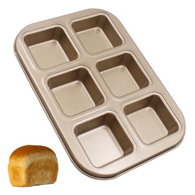 中国 Sustainable Products China Best Selling Eco-Friendly Carbon Steel Kitchen Stick No 6 Cup Round Muffin Cake Baking Tray Pan For Oven Baking 販売のため