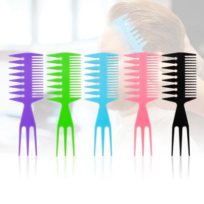 China New 5 Colors Salon Function Hair Dye Double Side Hairdressing Comb Oil Multi Head Hairdressing Comb Wide Tooth Fork Comb Shaver for sale