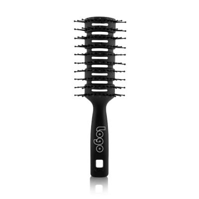 China Resist High Temperature Customized Barber Vent Comb Styling Hollow Duct Detangling Anti-Static Black Hair Brush For Natural Hair Extension for sale