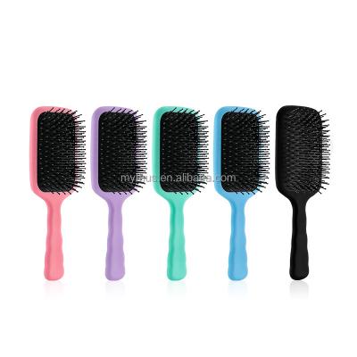 China Salon Beauty Professinal Color Detagnling Hair Brush Large Scalp Airbag Paddle Pink Wet Single Square Hair Massage Heat Resistant Hair Brush for sale