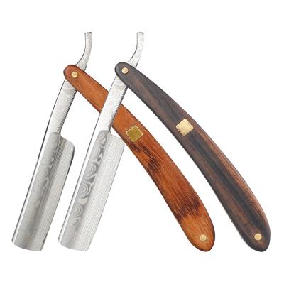 China Single Blade Pocket Or Custom Logo Vintage Straight Cut Throat Shaving Razor Barber Salon Shave Wood Handle for sale