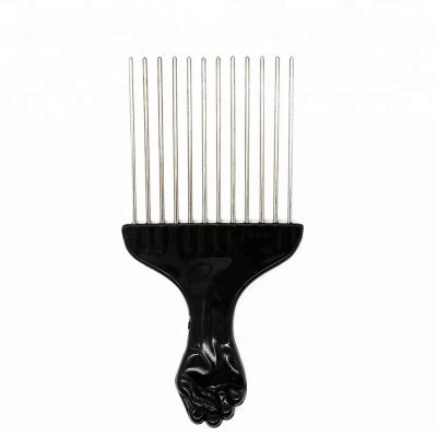 China Anti-Static Metal Black Teeth Comb Afro Pick Hot Comb For African American Hair for sale