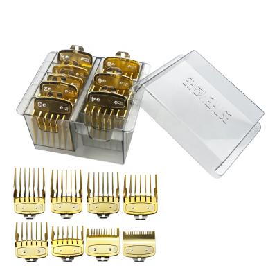 China 8pcs/set Luxury Gold Salon Guides Comb Clipper Universal Limit Comb Replacement Hair Trimmer Guards for sale