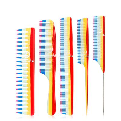 China Durable Professional Salon Hairdressers Comb New 5 Styles Rainbow Pattern Anti-Static Hair Cutting Styling Comb for sale