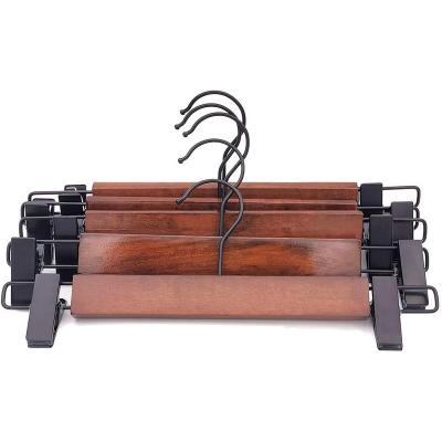 China Modern Designer Wooden Trouser Hanger With Staples High Quality Wooden Trouser Hanger for sale