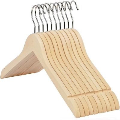 China Supermarket Modern Solid Lotus Wooden Shirt And Dress Hangers With Notches for sale