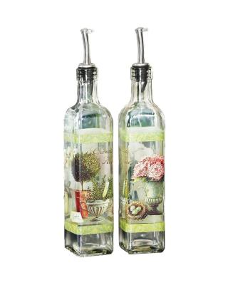 China Food Supermarket Oil Bottle Kitchen Vinegar Glass Bottle With Metal Cap for sale