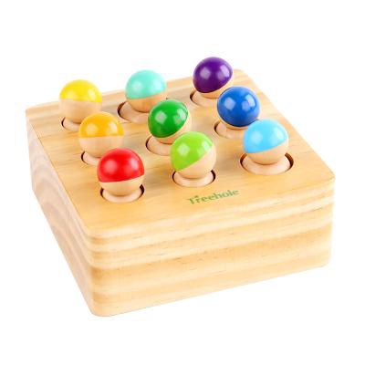 China Educational Kids Toy Best Montessori Set 2021 Selling Colorful Wooden Thug Cylinder Play Set Amazon Wooden Toys for sale