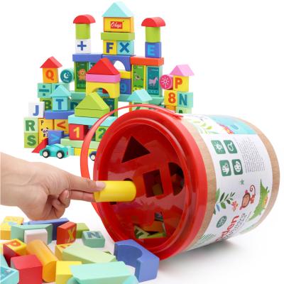 China Factory direct sale eco-friendly material 100 bags of animal digital beech blocks alphanumeric educational toys for sale