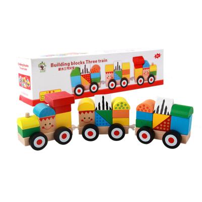 China Popular Hot Selling Educational Toys Children Learning Three Small Wooden Trains 6 for sale