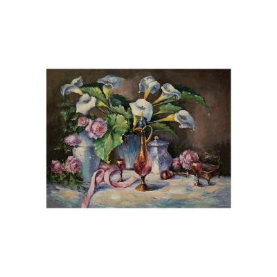 China Art Deco Paintings Landscape Paintings Canvas and Wall Paintings Custom Modern Wall Art Flowers Wine White Pink Glass Realism for sale