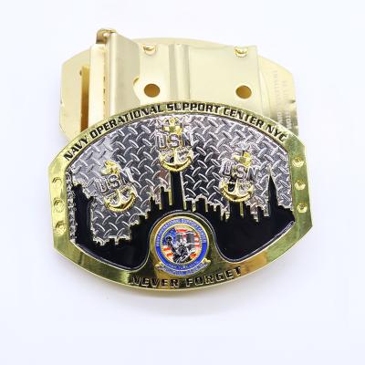 China America / European Customized 3D Gold Zinc Alloy Metal Wholesale Soft Enamel Army NAVY Military Belt Buckle For Men for sale