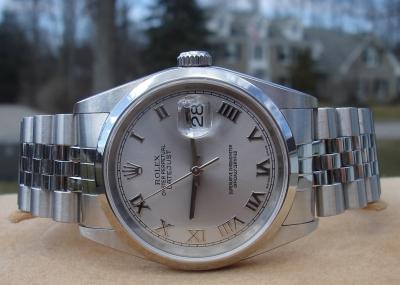 China Rolex Watch Rolex Datejust 16200 Rhodium Roman Dial ~ Steel Y 2003 for sale