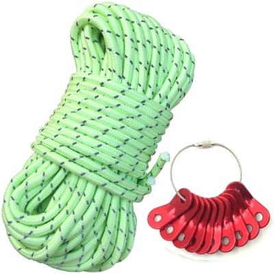 China Wholesale Camping 4mm 50m/16.4ft Glow In The Dark Luminous Reflective Guyline Tent Rope for sale