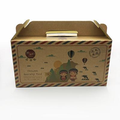 China Customized Brown Craft Cake Box Custom Printing Logo With Handle Wedding Box Packaging for sale