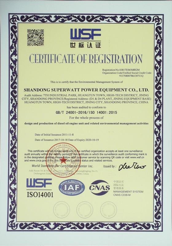 ISO14001 - Shandong Superwatt Power Equipment Co., Ltd.