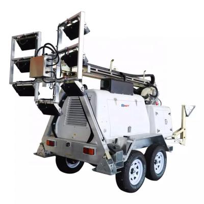 China Hotel SWT 12KP LED Series Mine Site Trailer Mounted Hydraulic Diesel Light Tower for sale