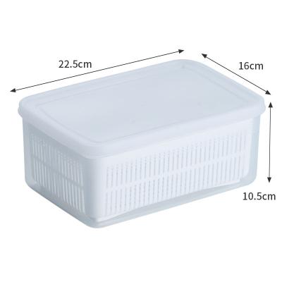 China Sustainable Kitchen Plastic Square Drain Basket Double-Layer Vegetable And Fruit Storage Basket With Lid for sale