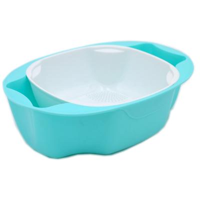 China Sustainable Household Kitchen Tools Double Layer Sink Strainer Multifunctional Plastic Fruit Vegetable Wash Bowl Drain Basket for sale