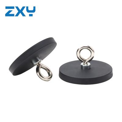 China Industrial Rubber Coated Magnet D88mm Magnetic Hooks / Neodymium Rubber Coated Magnet With Hook for sale