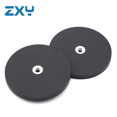 China Industrial magnet strong rubber coated magnets for holding taxi sign/D88mm neodymium rubber magnet for sale