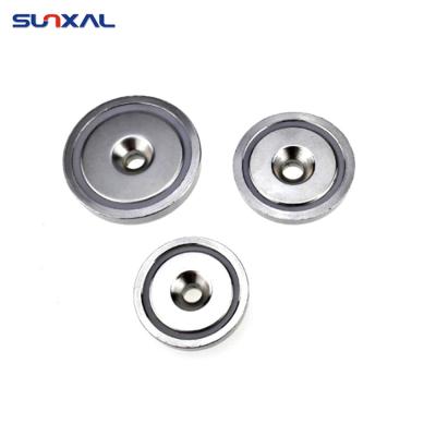 China Industrial Magnet Strong Pull Force Threaded Ndfeb Flexible Neodymium Cheap Pot Magnet / Cup Magnet With Countersunk Holes, Screws, Hooks for sale